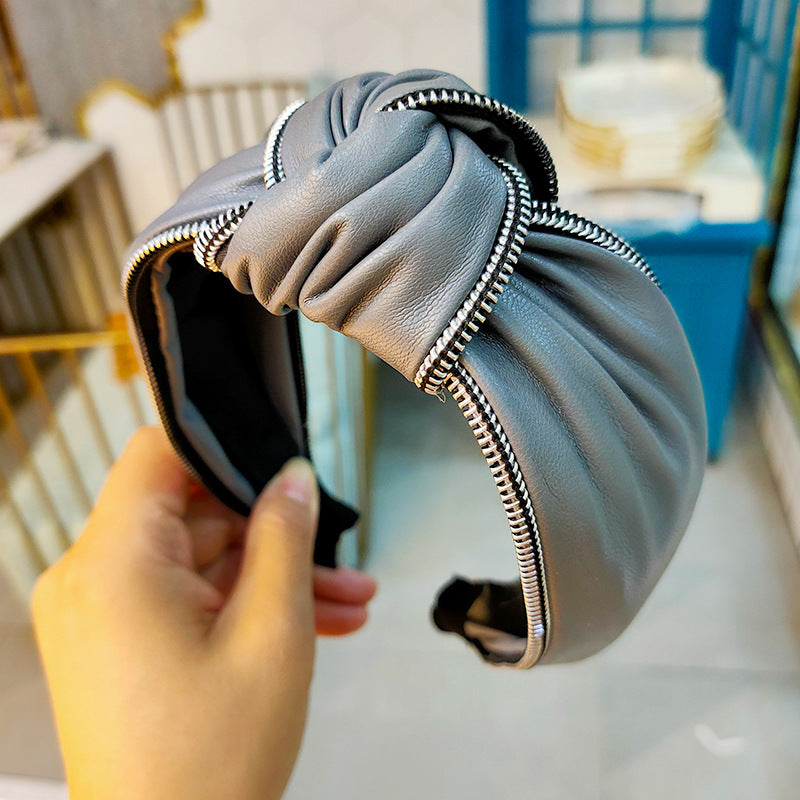 Wholesale Pu Leather Wide Edge Knotted Headband